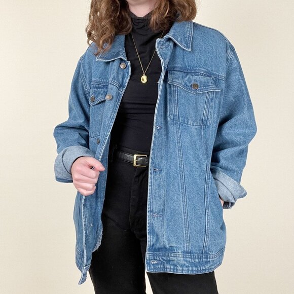 Vintage Wrangler Oversized Denim Jean Jacket Coat Relaxed Fit Lightweight Casual - Picture 9 of 9